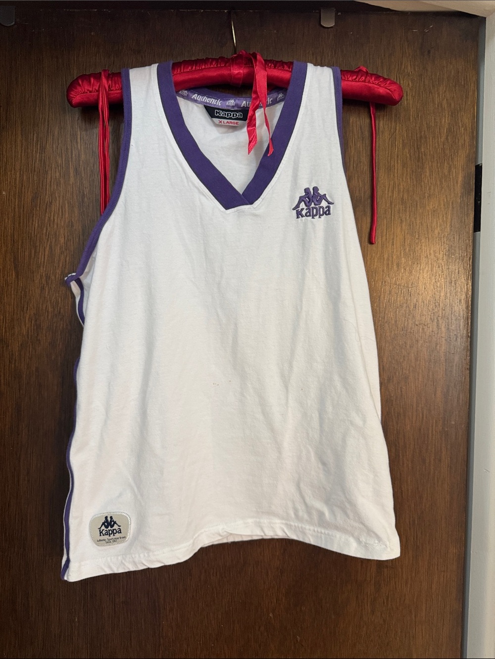 Kappa White Tank Top with Purple Trim